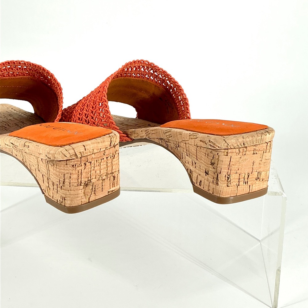 Donald Pliner Size 8.5 Orange Woven Cork Slide Sandals Heels NEW CLODIE $158 - Picture 13 of 16